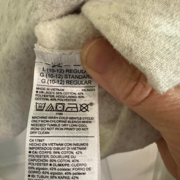 Old Navy Boy's Graphic Dynamic Fleece Pullover with Hood Light Gray Sz Large - Picture 4 of 8